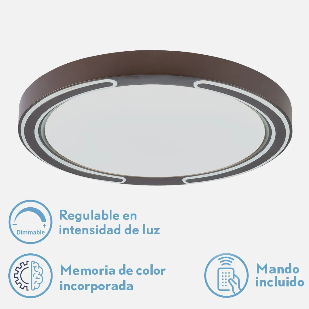 Plafon 72w Asher Marron 3000-4000-6500k 5616lm  6x50x50cm Remoto+reg.int+memoria