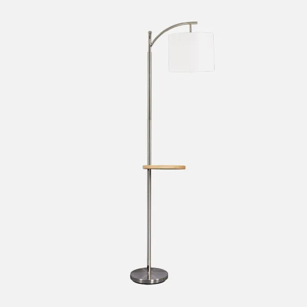 Foot Living room Seda 1xe27 Nickel C/lampshade White C/mesita Wood Incorporated 181x27x44 Cm