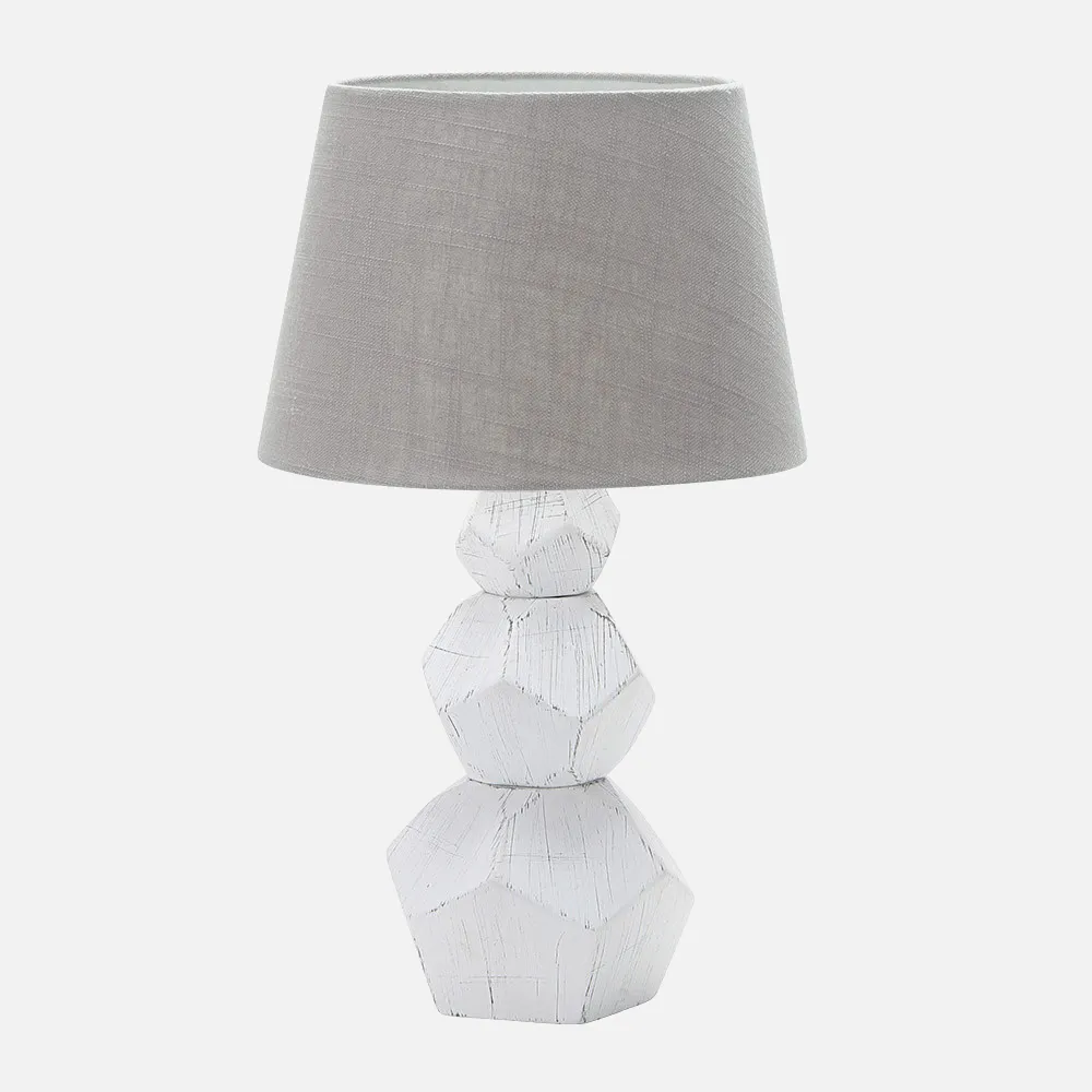 Sobremesa Ceramica Foz 1xe27 Blanco Pantalla Beis 43,5x25x25 Cm