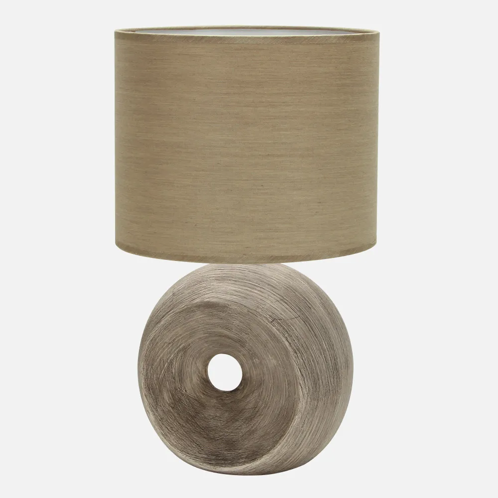 Sobremesa Ceramica Ea 1xe27 Beis Pantalla Beis 52x30x30 Cm