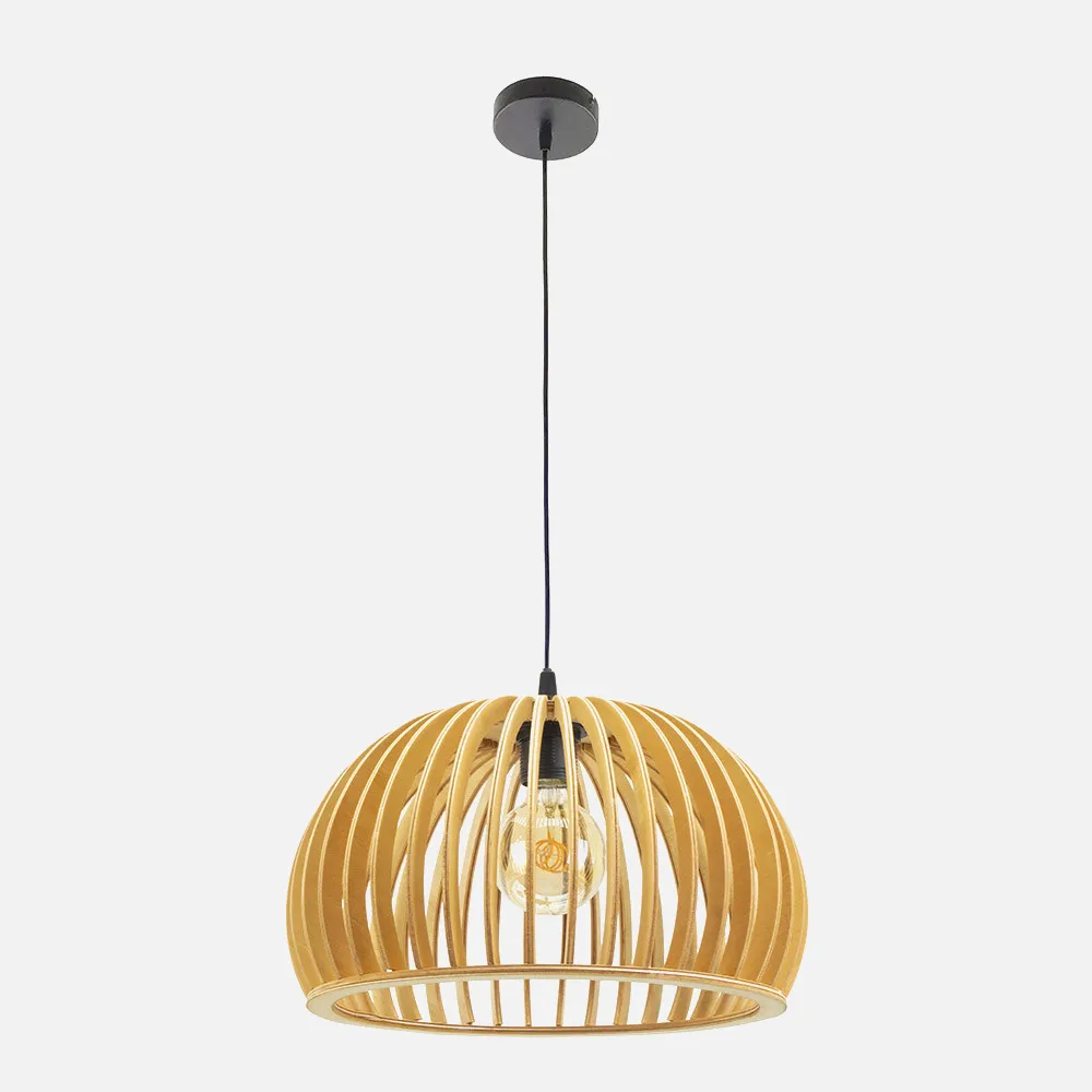 Colgante Cambara 1xe27 Madera Natural Regx35x35 Cm