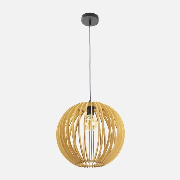 Bubinga Bola Pendant 1xe27 Madeira Natural Regx35x35 Cm