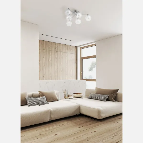 Lampara Makalu 6xe27 Cromo 21x60x60 Cm