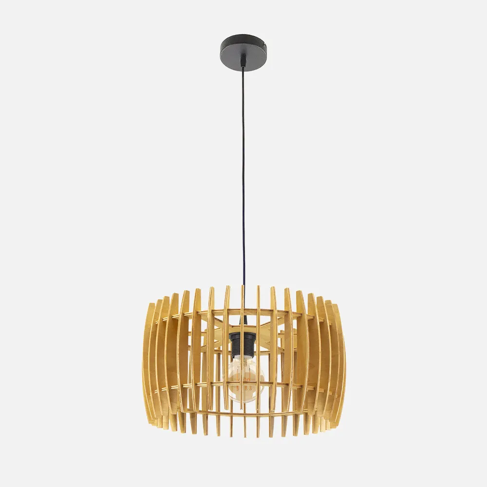 Colgante Poplar 1xe27 Madera Natural Regx35x35 Cm