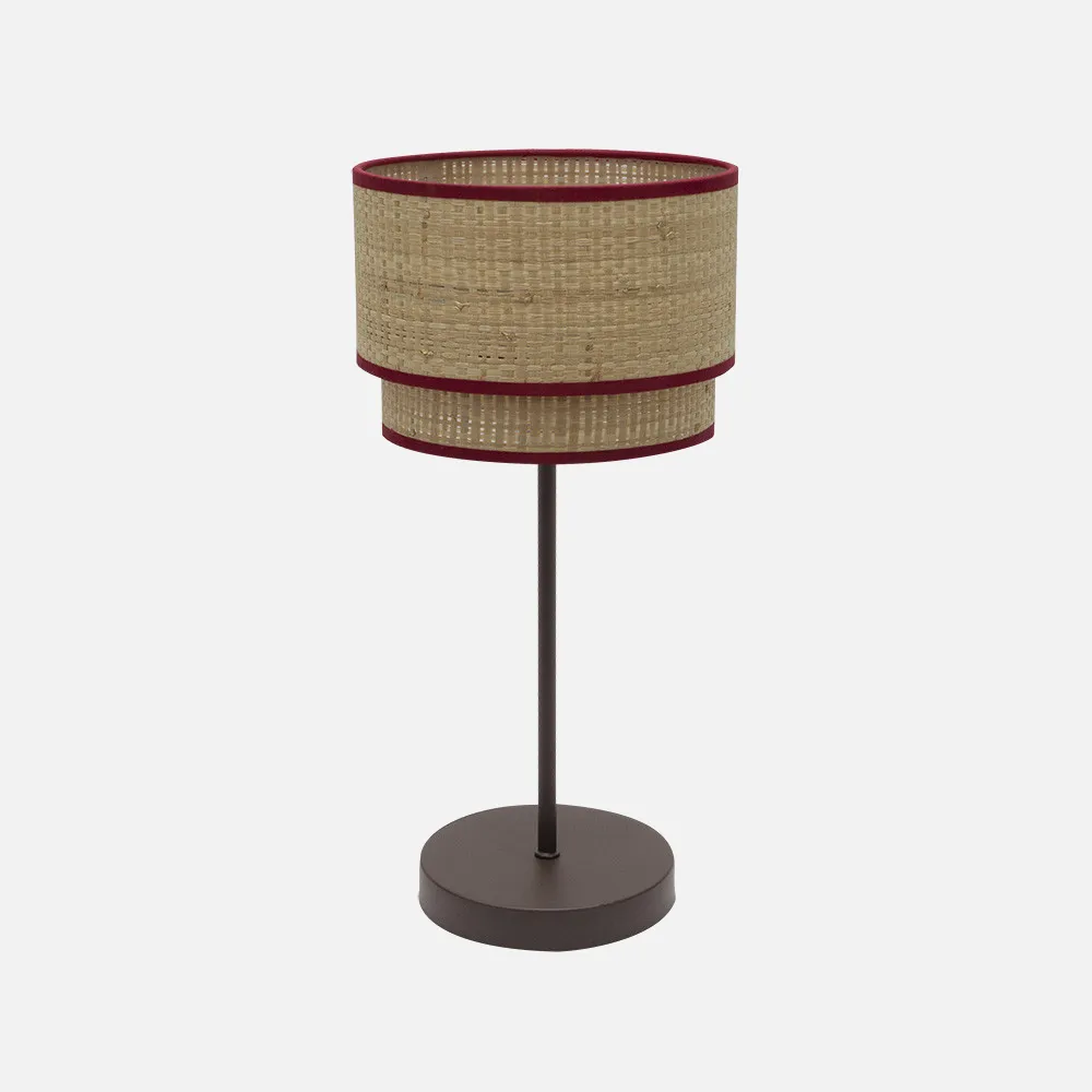 172871107 - Table lamp Height Roque 1xe27 Natural/red 60x30x30 Cm
