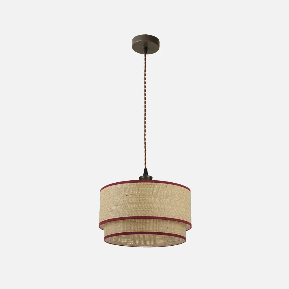 172894007 - Pendant light Roque 1xe27 Natural/red Regx40x40 Cm