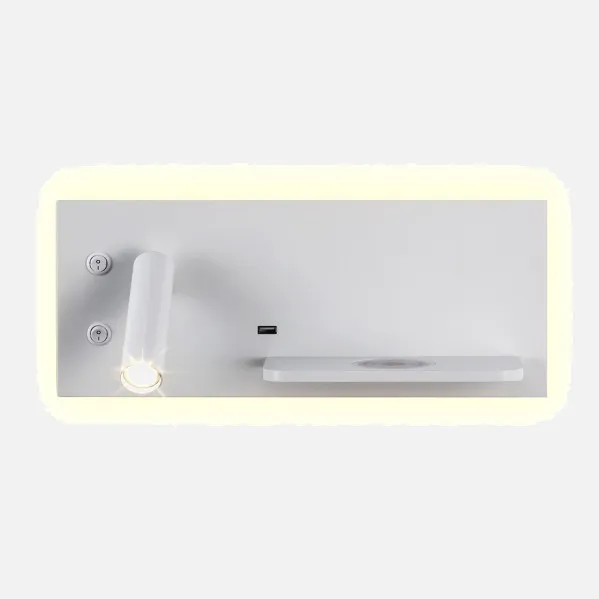 Wall light 2+8w 4000k Velazquez Left White Usb+qi  130lm Dual Switch 14x35x14 Cm