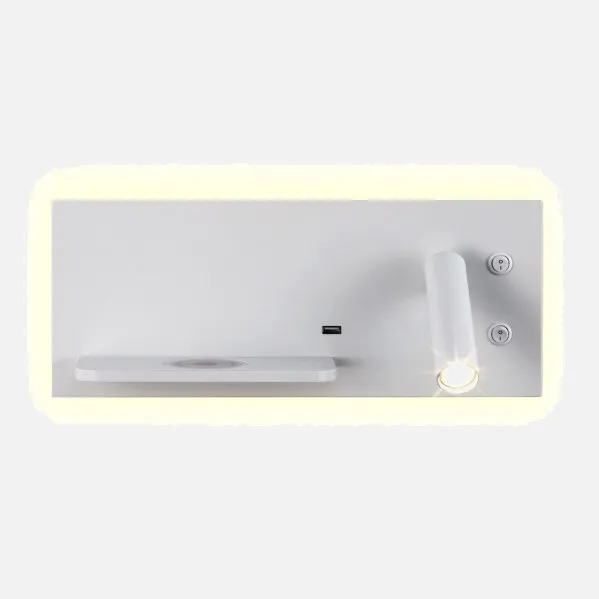Wall Light 2+8w 4000k Velazquez Right White Usb+qi  130lm Dual Switch 14x35x14 Cm