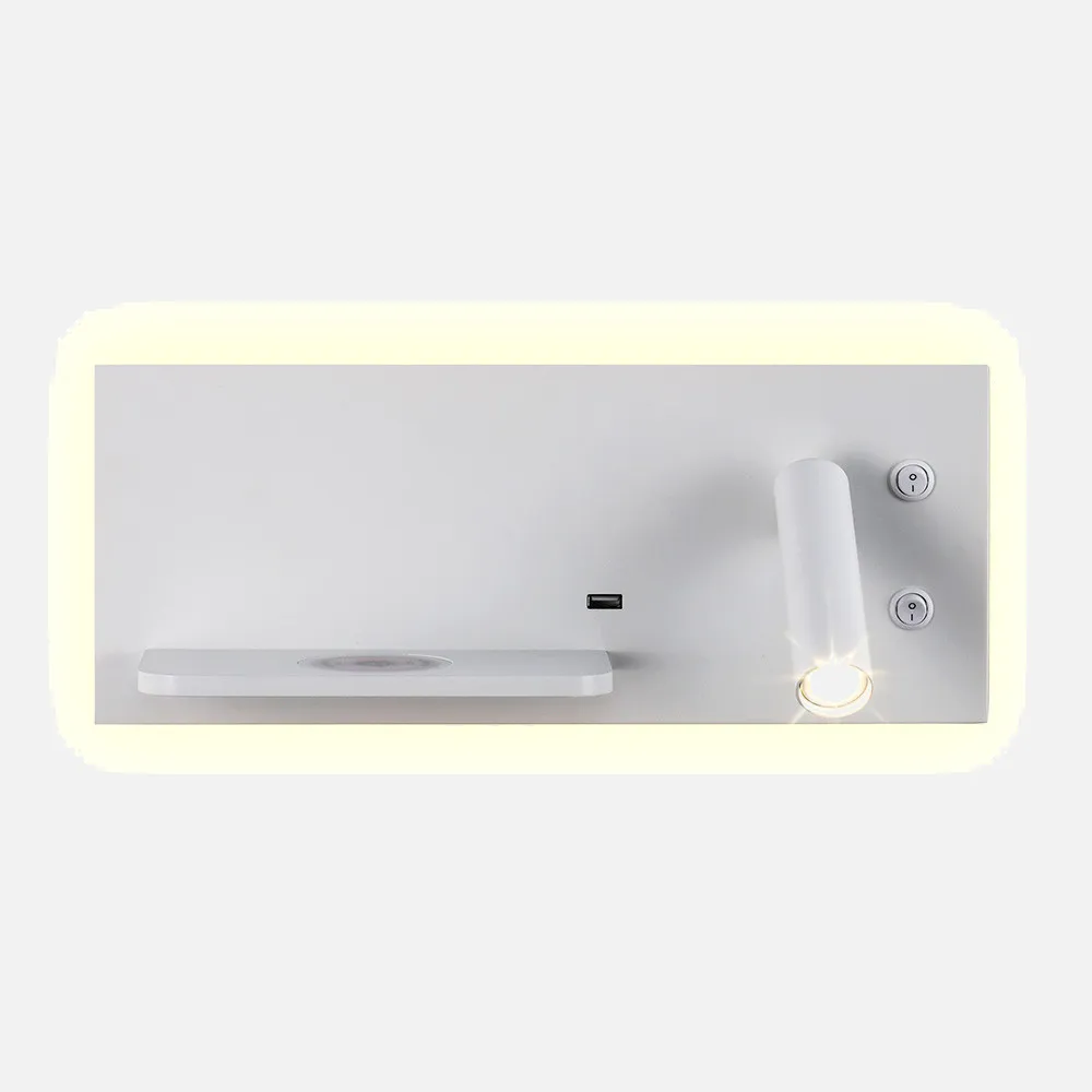 Aplique 2+8w 4000k Velazquez Dcho Blanco Usb+qi  130lm Doble Encendido 14x35x14 Cm
