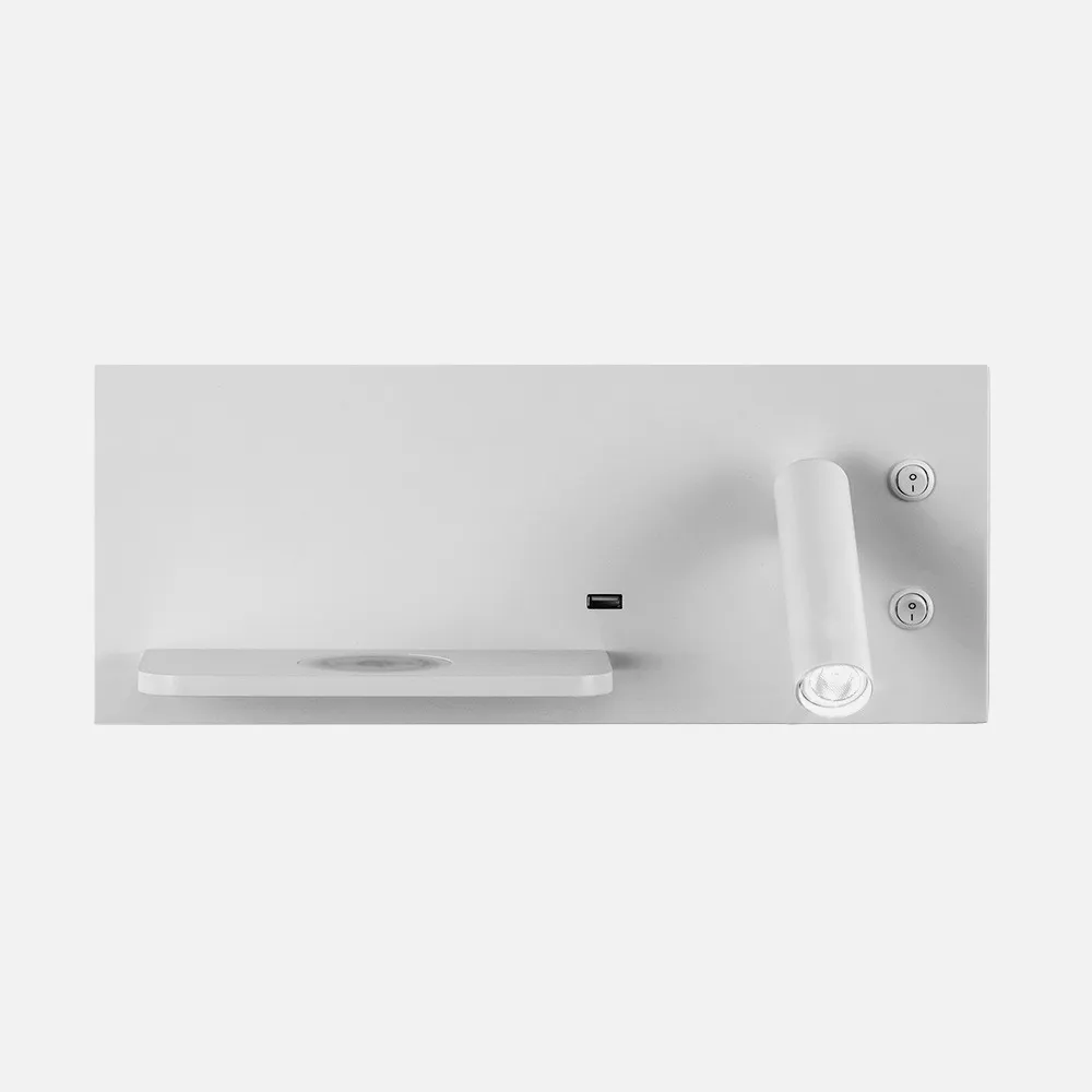 17136DE01 - Lâmpada de parede 2+8w 4000k Velazquez Dcho Branco Usb+qi 130lm Duplo Em 14x35x14 Cm