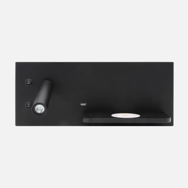 Lâmpada de parede 2+8w 4000k Velázquez Preto Esquerdo Usb+qi 130lm Duplo Em 14x35x14 Cm