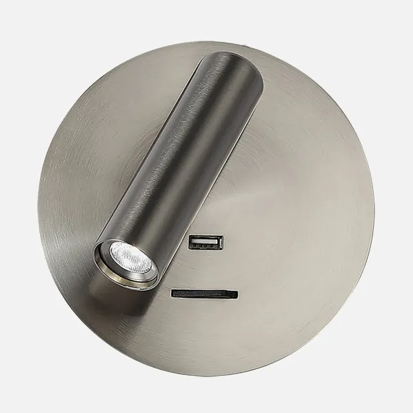Wall light 3w 4000k Giotto Round Nickel Usb Port  150lm With Switch 14x14x12cm Adjustable