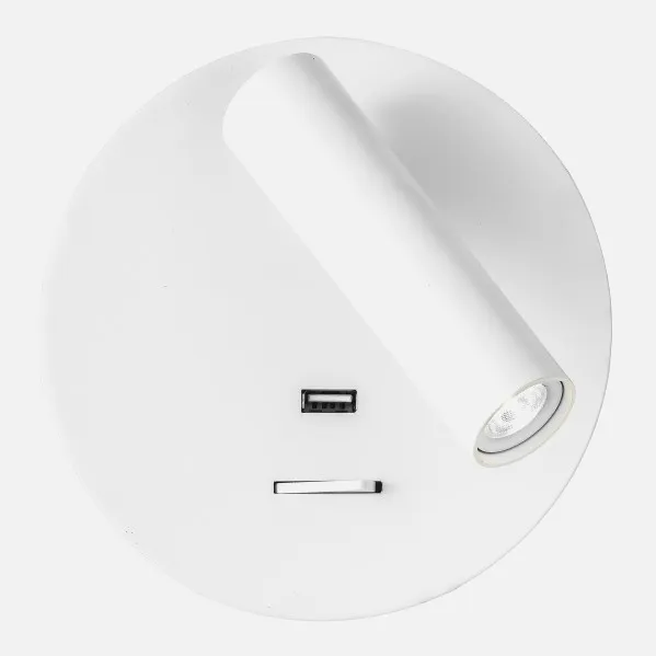 Wall light 3w 4000k Giotto Round White Usb Port  150lm With Switch 14x14x12cm Adjustable