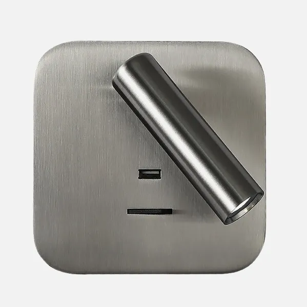 Wall light 3w 4000k Giotto Square Nickel Usb Port  150lm With Switch 14x14x12cm Adjustable