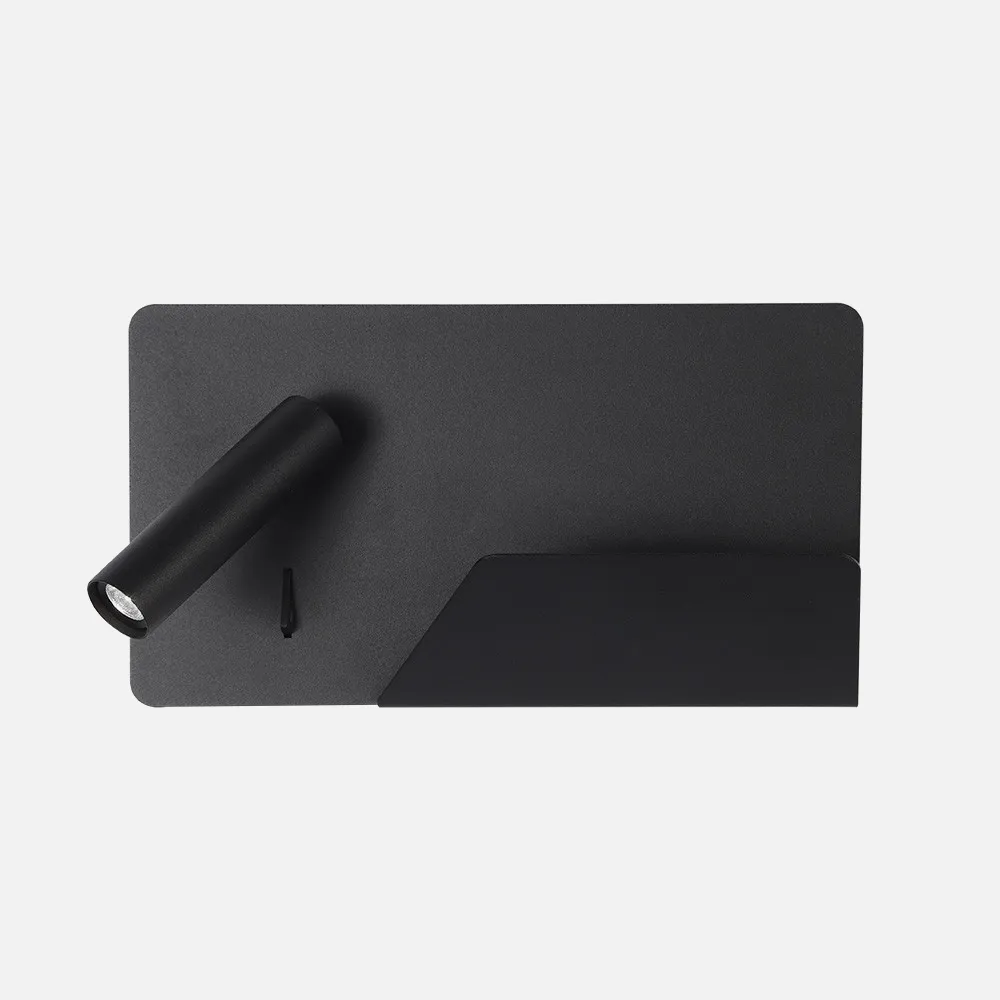 17176IZ09 - Wall light 3w 4000k Miguel Angel Left Black With Usb And  Shelf 150lm 16x28x12 Cm Adjustable