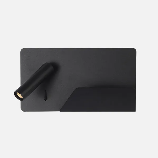 Wall light 3w 4000k Miguel Angel Left Black With Usb And  Shelf 150lm 16x28x12 Cm Adjustable