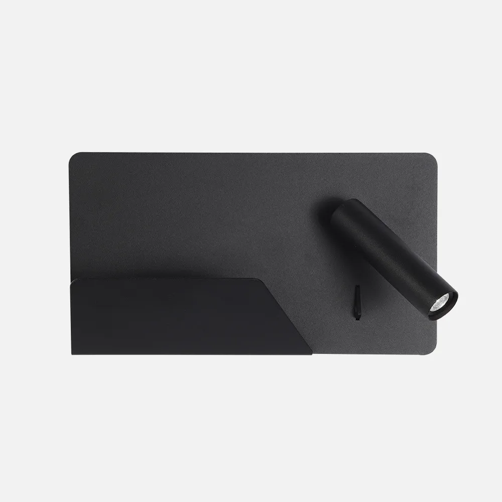 17176DE09 - Wall light 3w 4000k Miguel Angel Right Black With Usb And  Shelf 150lm 16x28x12 Cm Adjustable
