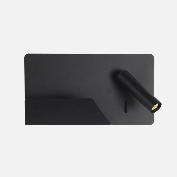 Aplique 3w 4000k Miguel Angel Dcho Negro C/usb Y  Estante 150lm 16x28x12 Cm Orientable
