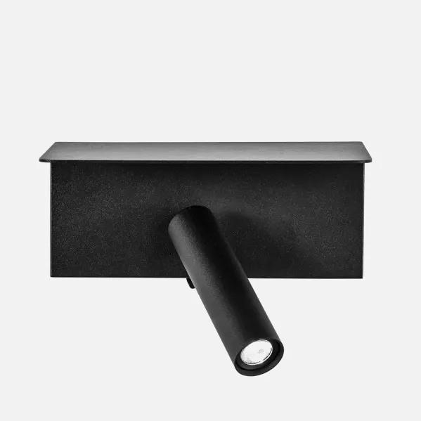 Wall light 3w 4000k Leonardo Black C/shelf and USB  150lm C/switch 14x18x14cm Orientb