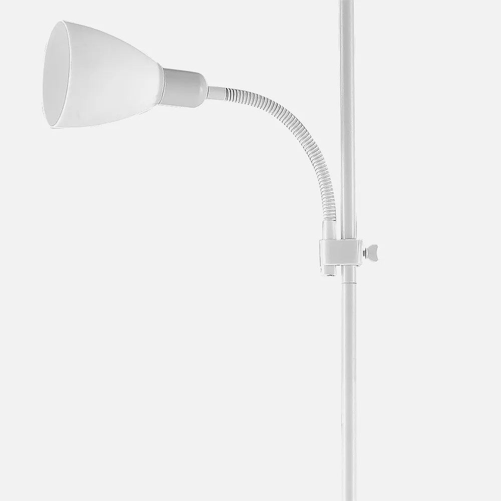 Pie De Salon Rilon 1xe27+1xe14 C/lector Blanco  Pantalla Blanca 175,5x40x40 Cm