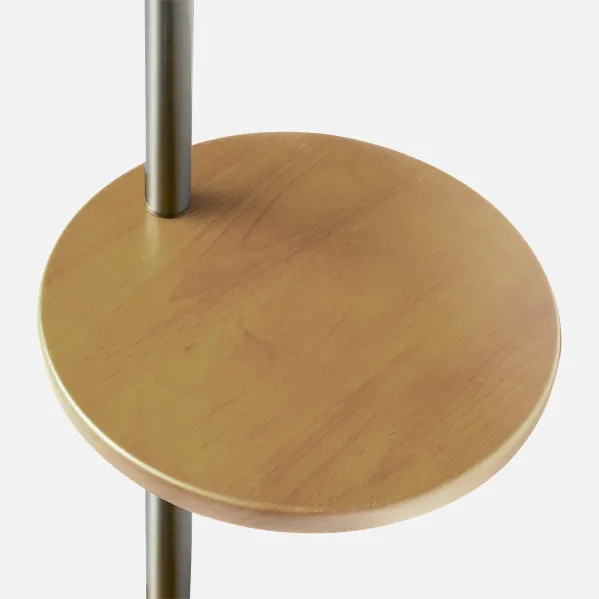 Foot Living room Seda 1xe27 Nickel C/lampshade White C/mesita Wood Incorporated 181x27x44 Cm