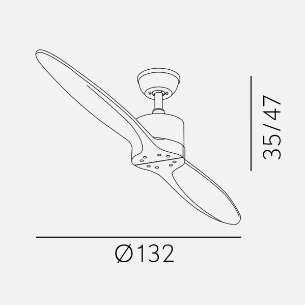 Fan Dc Leste Leather 2 Blades Oak Unlit 5 Speed Remote Timer 132d