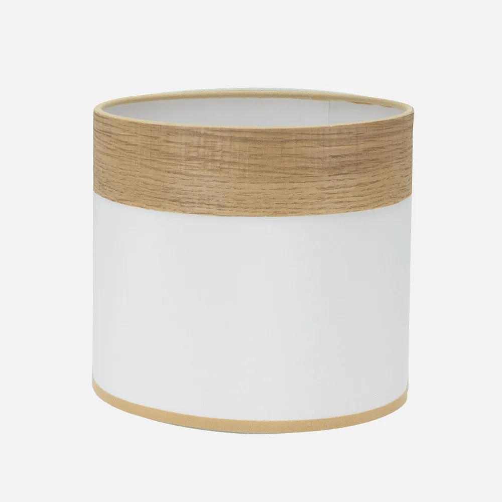 99.PA-175471085 - Pantalla Sobremesa Cloe E14 Blanca/madera-clara 17dx17dx14h