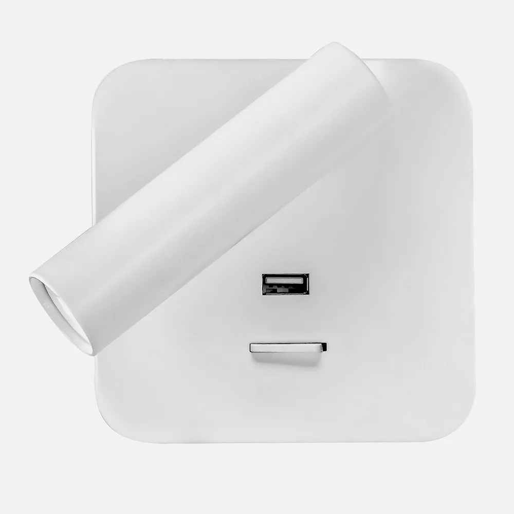 171561C01 - Aplique 3w 4000k Giotto Cuadrado Blanco Puerto Usb  150lm C/interruptor 14x14x12cm Orientb