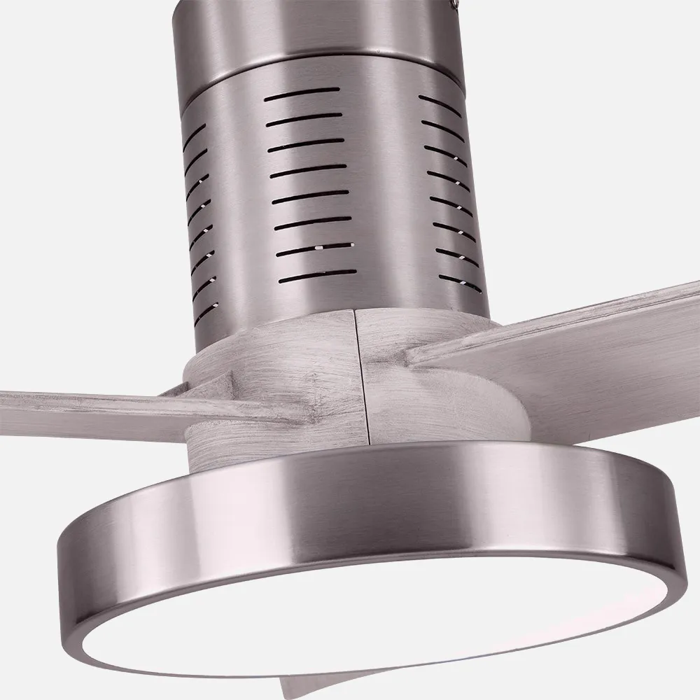Ventilador Dc Pax 40w 3200lm Niquel 3 Aspas Gris 32x139d 3000-4000-6000k  C/remoto, Memoria Y Temporizador