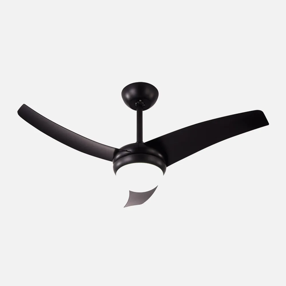 Ventilador 2xe27 Dc Kusi Negro 3 Asp.6 Veloc.  35/47,5x107d C/remoto Y Temporizador
