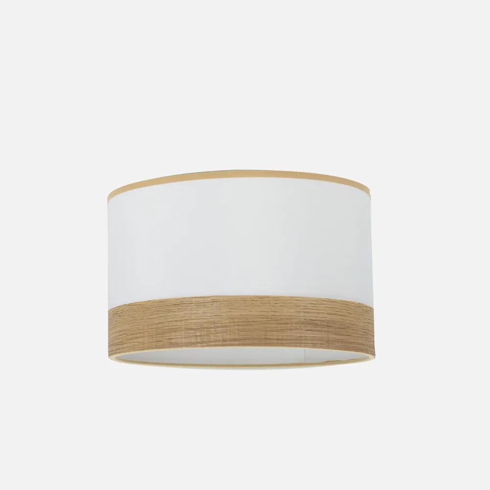 99.PA-175441085 - Pantalla Pie Salon Cloe E27 Blanca/madera-clara 40dx40dx20h