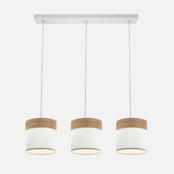 Regleta Cloe 3xe27 Blanco/blanca-madera Clara Regx60x16 cm