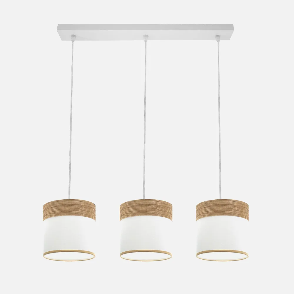 Regleta Cloe 3xe27 Blanco/blanca-madera Clara Regx60x16 cm