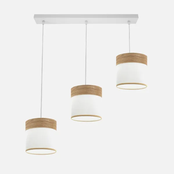 Regleta Cloe 3xe27 Blanco/blanca-madera Clara Regx60x16 cm