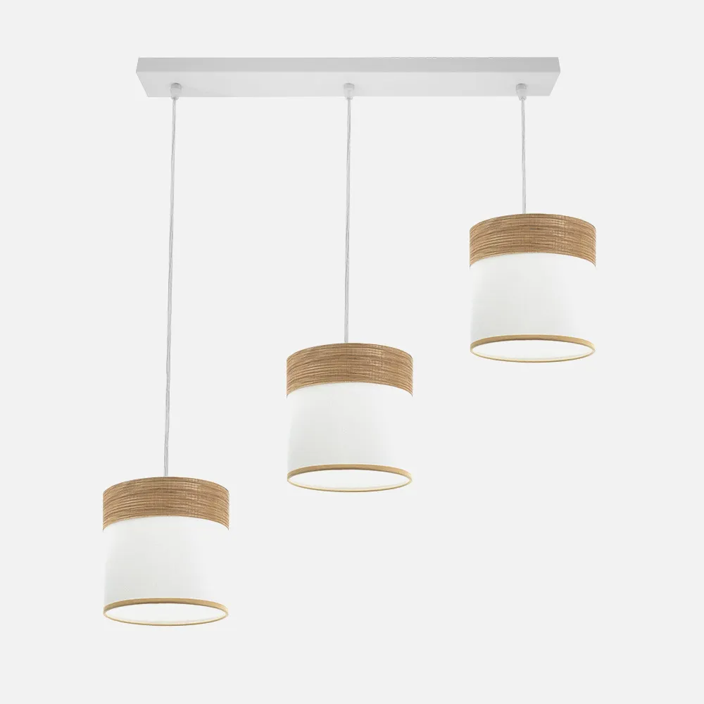 Regleta Cloe 3xe27 Blanco/blanca-madera Clara Regx60x16 cm