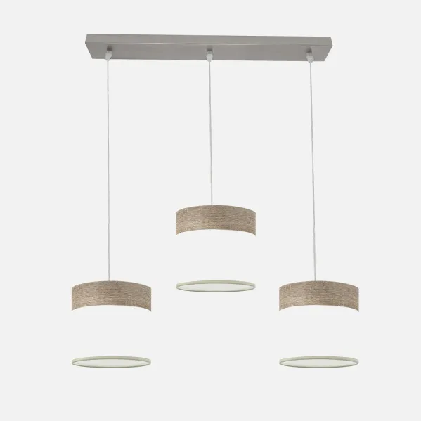 Regleta Cloe 3xe27 Niquel/blanca-madera Gris Regx60x16 cm