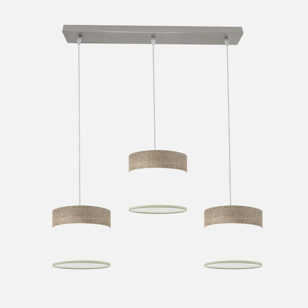 Regleta Cloe 3xe27 Niquel/blanca-madera Gris Regx60x16 cm