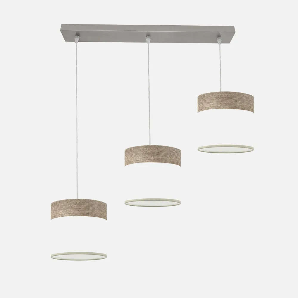 Regleta Cloe 3xe27 Niquel/blanca-madera Gris Regx60x16 cm