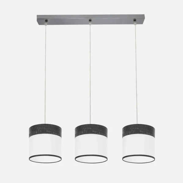 Regleta Cloe 3xe27 Cromo/blanca-madera Negra Regx60x16 cm