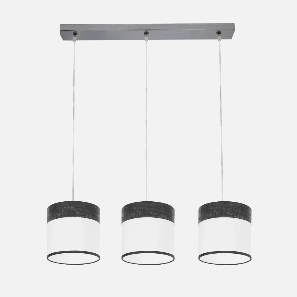 Regleta Cloe 3xe27 Cromo/blanca-madera Negra Regx60x16 cm