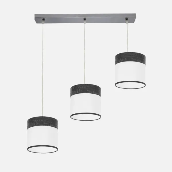 Regleta Cloe 3xe27 Cromo/blanca-madera Negra Regx60x16 cm