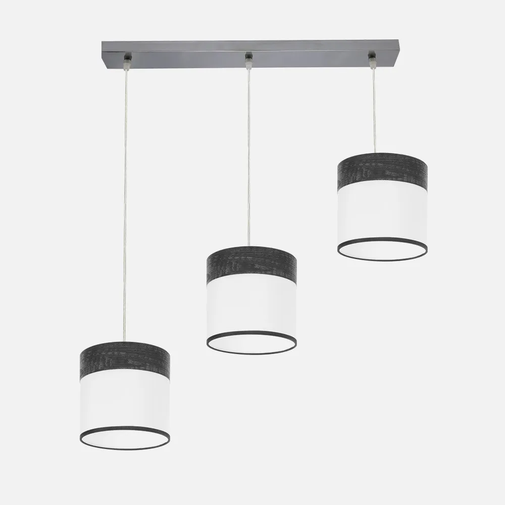 Regleta Cloe 3xe27 Cromo/blanca-madera Negra Regx60x16 cm