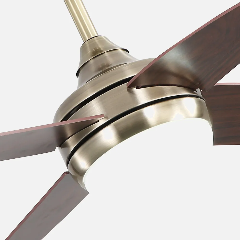 Ventilador 2xe27 Dc Klod Cuero/cerezo4 Asp.6 Vel  117d C/remoto Y Temporizador
