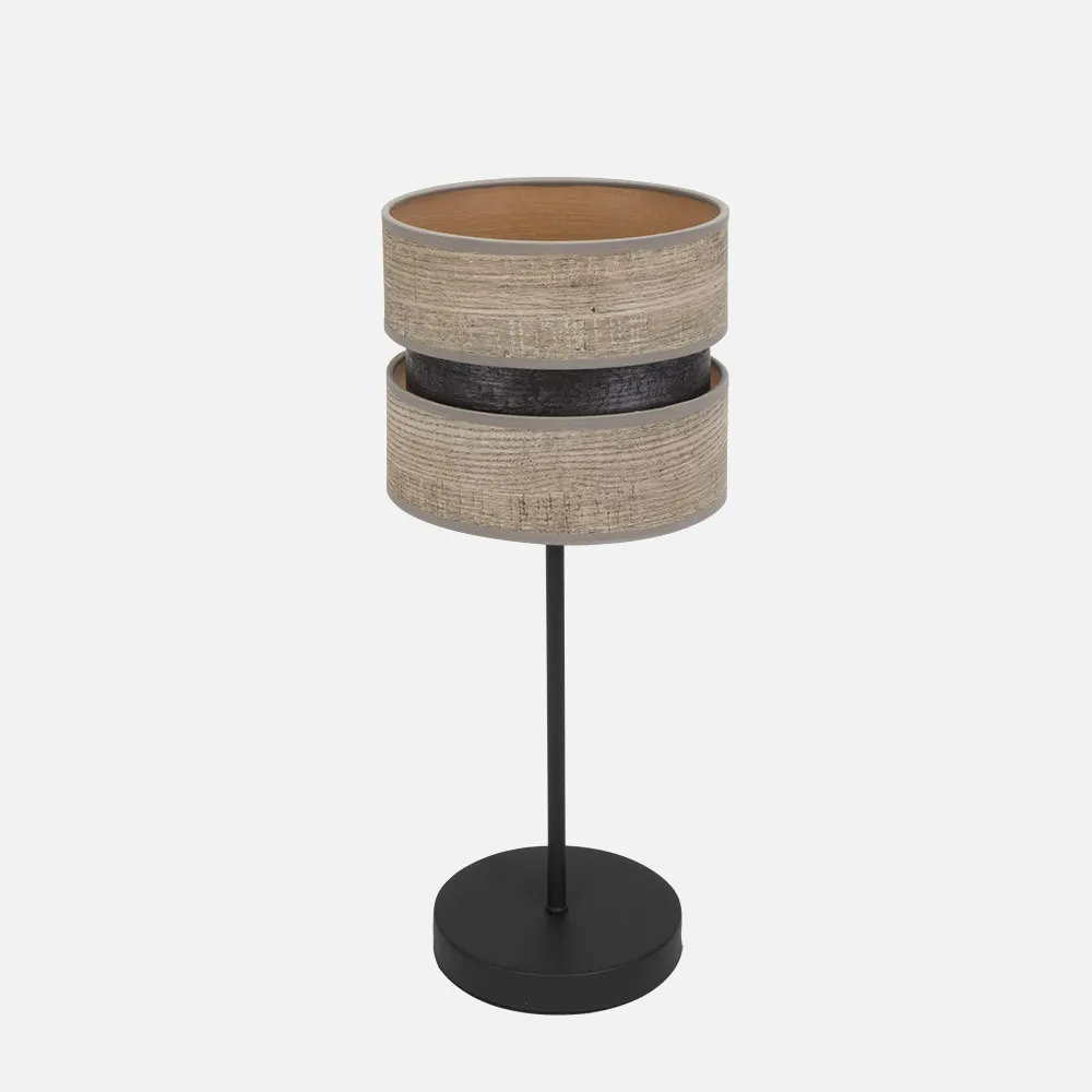 175671083 - Sobremesa Colet 1xe14 Negro/madera Gris 43x18x18 Cm