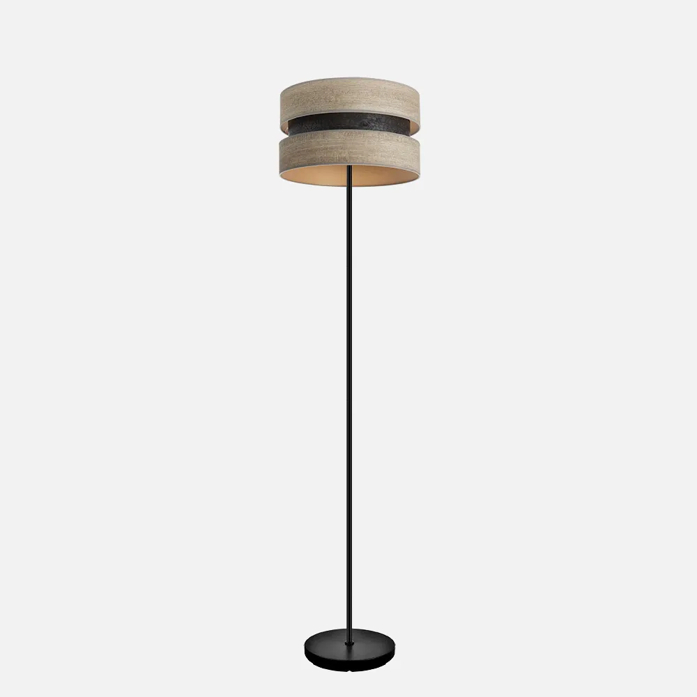 175641083 - Pie Salon Colet 1xe27 Negro/madera Gris 160x40x40 Cm