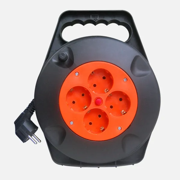 Enrollacable 4 Enchufes Cable 10m 3gx1,5mm Cobre C/termostato De Seguridad 3250w Máx.