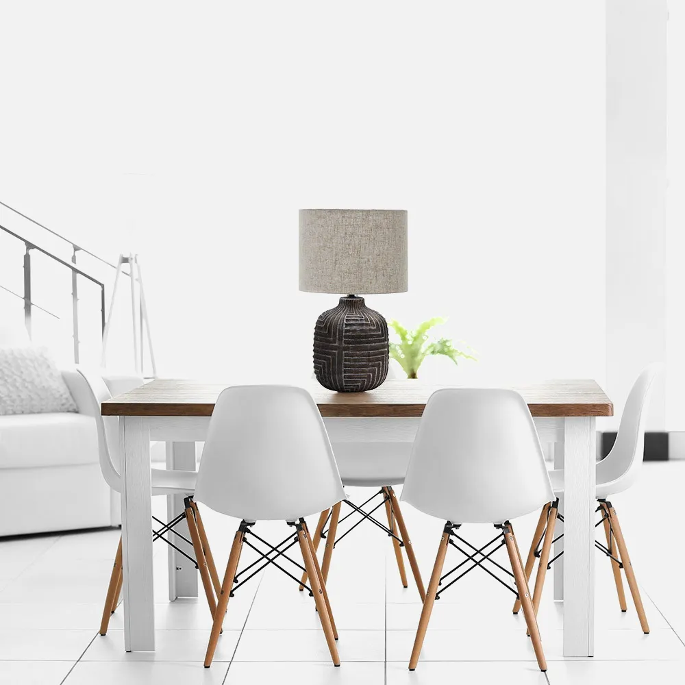 Sobremesa Ceramica Vic 1xe27 Chocolate Pantalla Beis 40,5x24x24 Cm