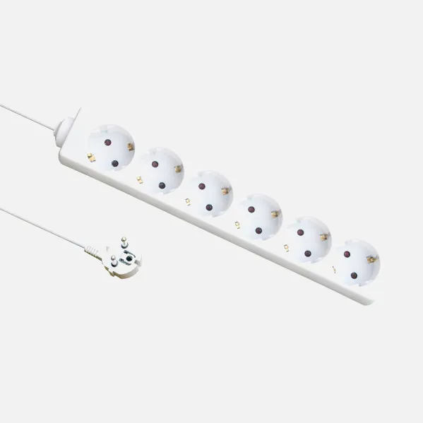 Based Multiple 6 Sockets Cable 3m 3gx1,5mm Copper 3500w Max