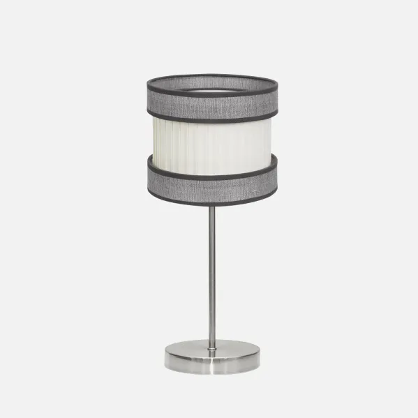 Peq. de mesa Home 1xe14 Níquel/cinzento- bege 45x18x18 Cm