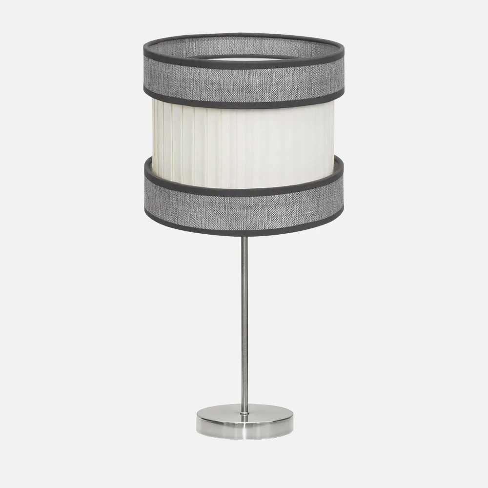 Sobremesa Alto Home 1xe27 Niquel/gris-beis 61x30x30 Cm